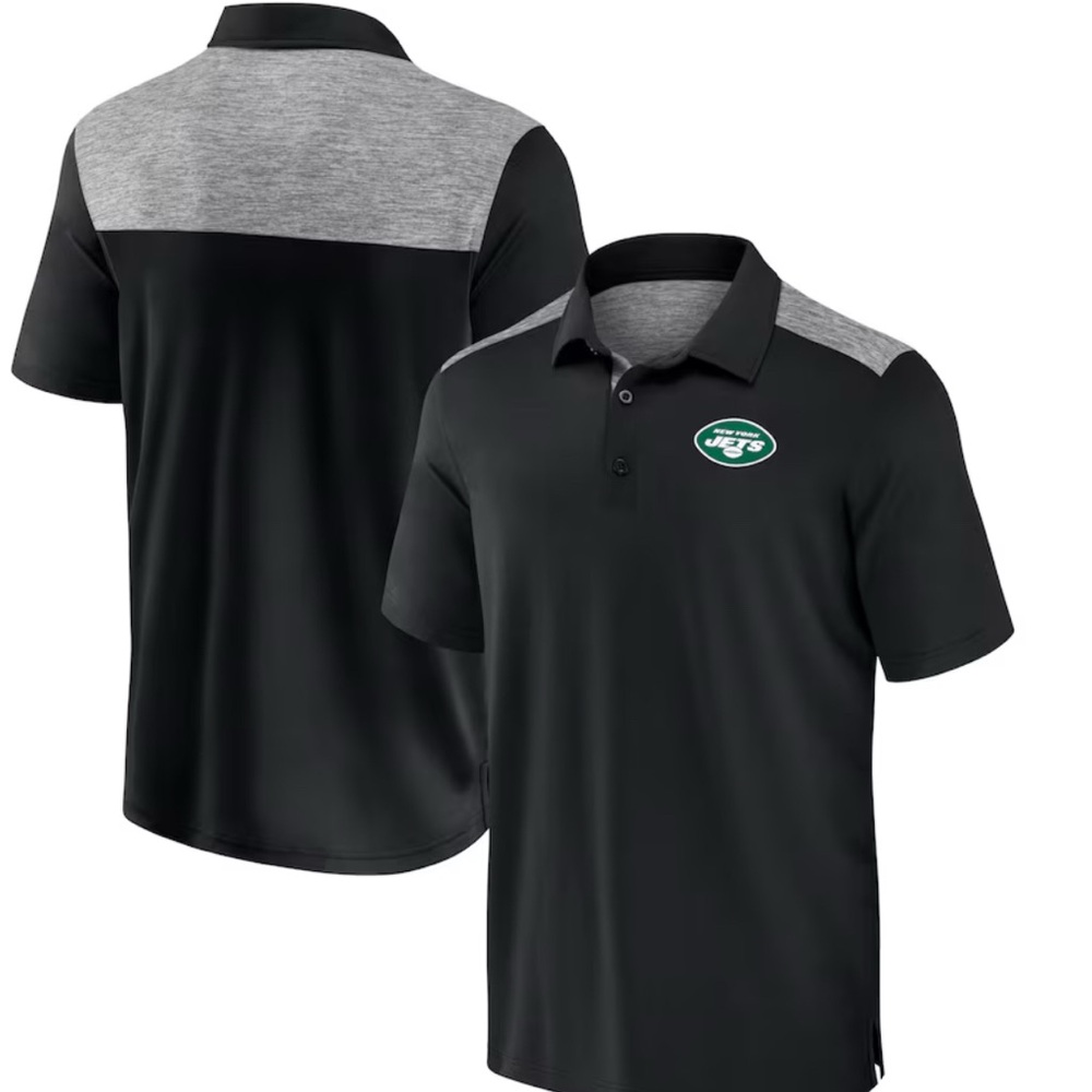 Brand New Fanatics Black and Gray Polo Shirt with New York Jets Logo